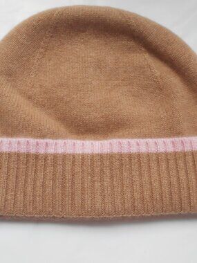NWT PHENIX 100% CASHMERE Women's KNIT BEANIE CAP HAT Brown\ Pink One Size